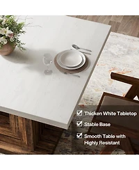 Tribesigns 47-Inch Farmhouse Dining Table for 4, White Kitchen Dinner Table with Heavy Duty Pedestal, Rustic Wooden Eating Table