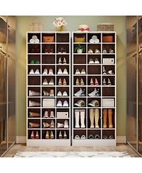 Tribesigns 10-Tier Shoe Storage Cabinet, White and Brown Wooden Shoe Rack with 30 Cubbies, Freestanding Tall Entryway Shoe Organizer for Closet, Entry