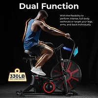 Sunny Health & Fitness Smart Customizable Air Bike Trainer, 330LB Capacity Leg + Arm Cardio Workout, with SunnyFit App Bluetooth Link
