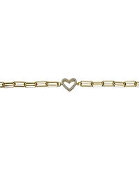 GigiGirl 14K Gold Plated Cubic Zirconia Open Heart Halo Paperclip Link Bracelet