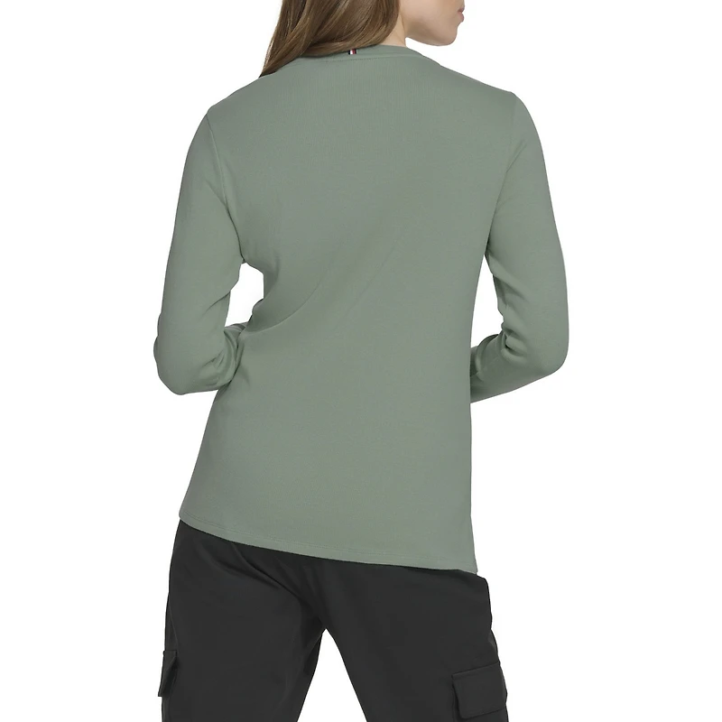 Tommy Hilfiger Women's Cotton Blend Ribbed Long Sleeve T-Shirt