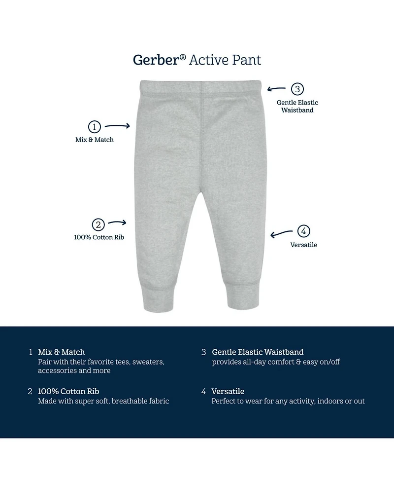 Gerber Baby Girls Active Pants, 4 Pack