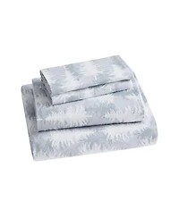 Kate Aurora Holiday Essentials Cozy Bed Collection Deep Pocket 100% Cotton Flannel Christmas Gray Winter Wonderland Trees 4 Piece Sheet Set - Queen