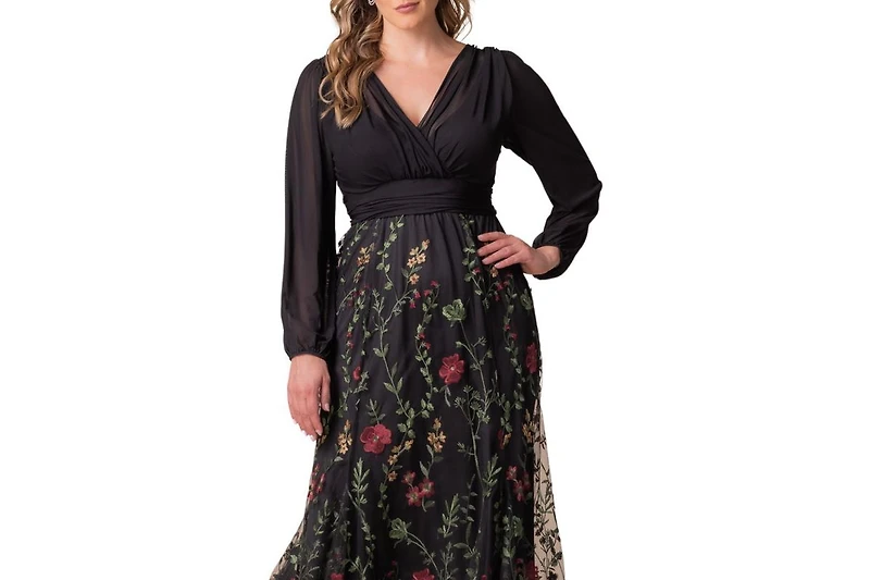 Kiyonna Plus Isabella Embroidered Mesh Formal Gown