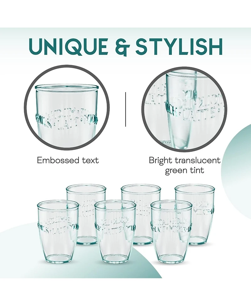 Amici Home Euro Milk Glass, 13 oz - Set of 6