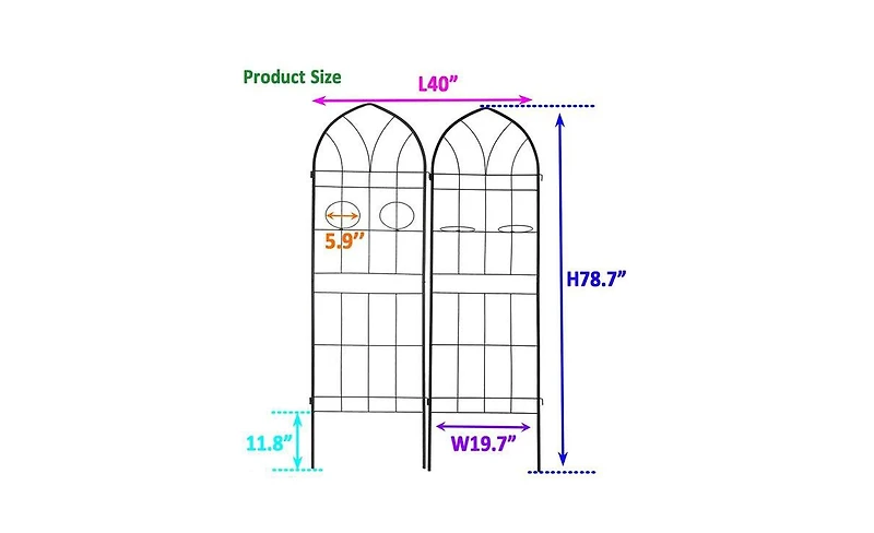 Slickblue 2-Pack Metal Garden Trellis – 78.7'' x 19.7'', Rustproof Black Trellis for Climbing Plants and Outdoor Flower Support
