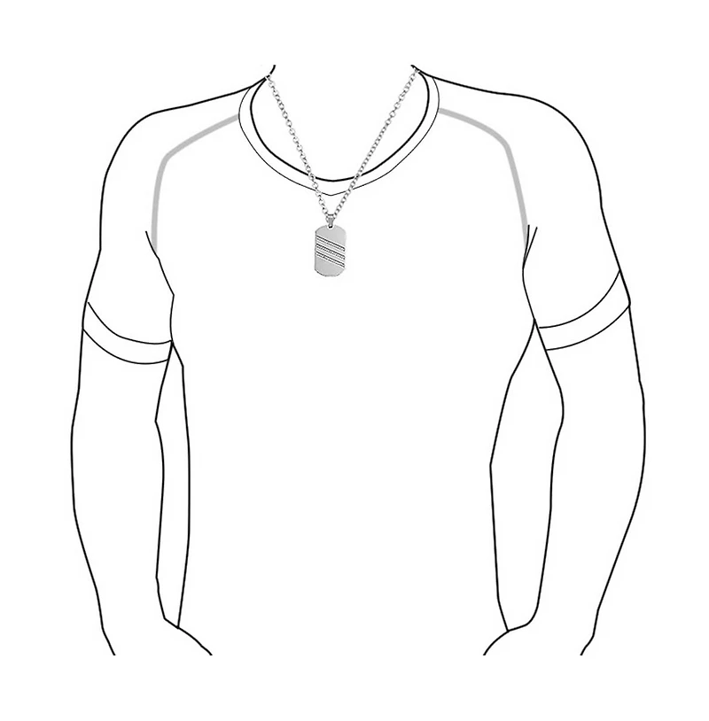 Bling Jewelry GeometricCZ Dog Tag Pendant Necklace Stainless Steel With Chain 24 Inch