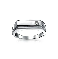 Bling Jewelry Monogram Cubic Zirconia Accent Band Ring .925 Sterling Silver