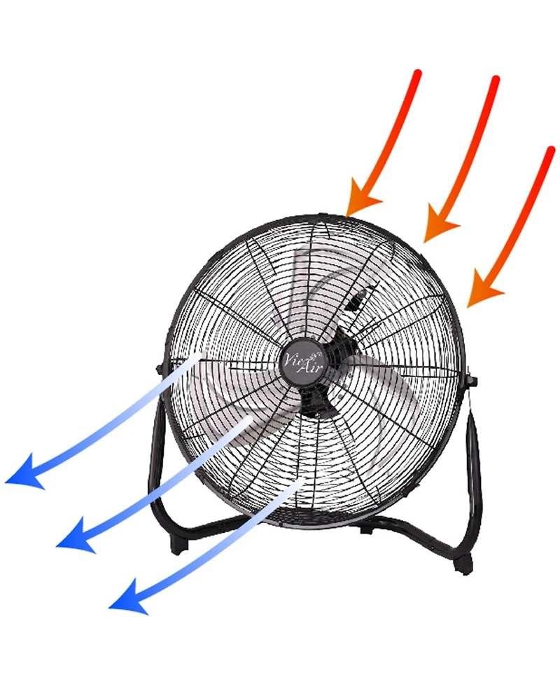 Vie Air 14 Inch Industrial High Velocity Heavy Duty Metal Floor Fan with 3 Speed Settings