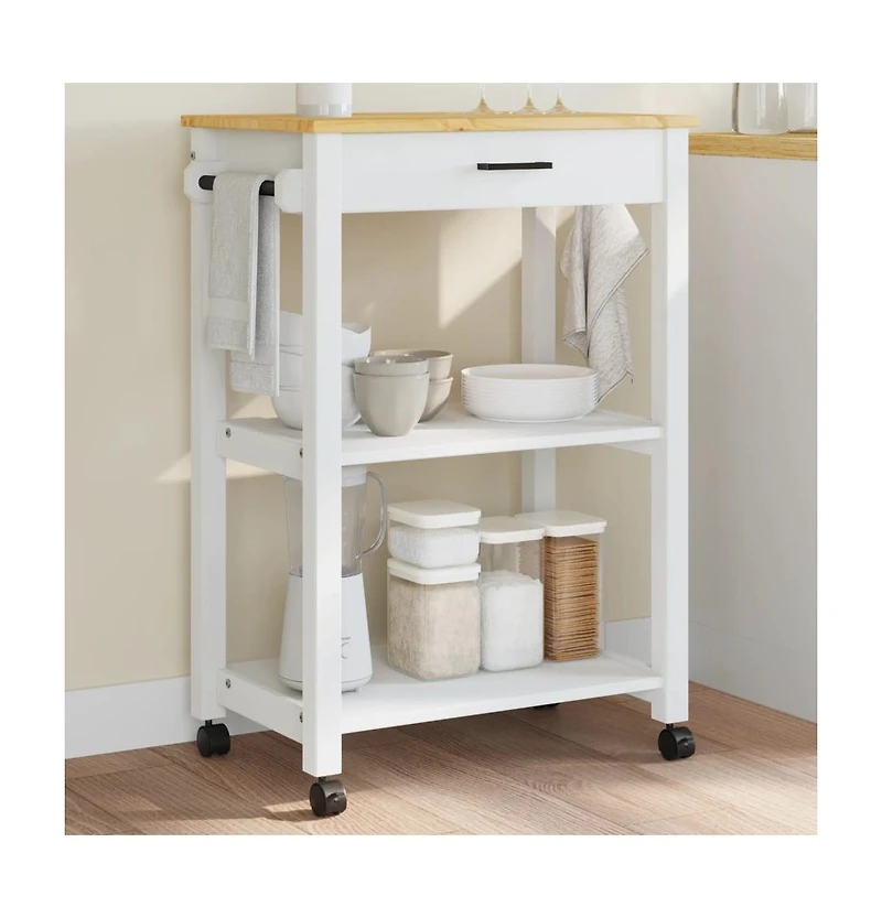 vidaXL Kitchen Trolley Monza 23.6"x15.7"x35.4" Solid Wood Pine