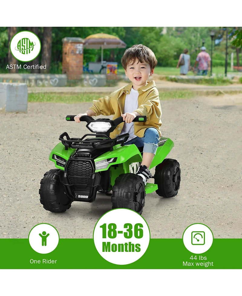 6V Kids Atv Quad Electric Ride On Car Toy Toddler with Led Light MP3