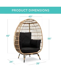 Best Choice Products Wicker Egg Chair Oversized Indoor Outdoor Patio Lounger w/ Steel Frame, 440lb Capacity