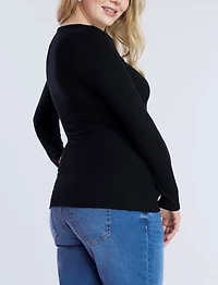 Motherhood Maternity Square Neck Rib Knit Long Sleeve Tee