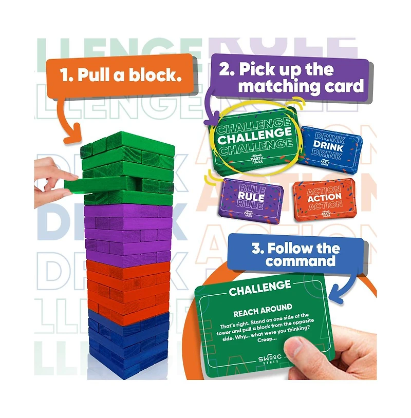 Ultimate Party Tower - 100 Original Commands, 60 Blocks & 1000's of Hilarious Rule Combinations - Fun Party Games