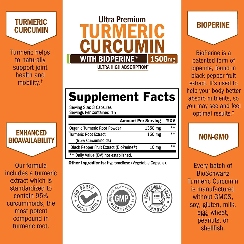BioSchwartz Turmeric Curcumin with Black Pepper Extract 1500mg