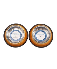 Country Living Set of 2 Ribbed Non-Slip Stainless Steel Pet Bowls – Durable and Safe Dog