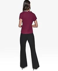 Karl Lagerfeld Paris Women's Embellished Scoop-Neck Top