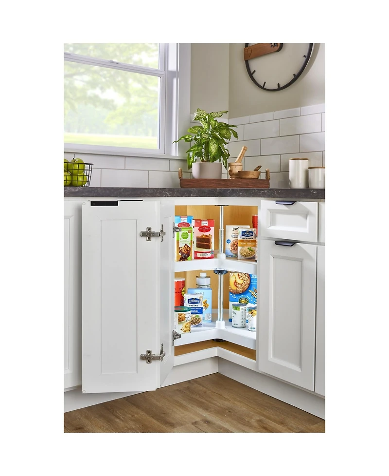 Rev-a-Shelf 32'' Lazy Susan Kidney Polymer 2-Shelf, White, 3472-32-11-52