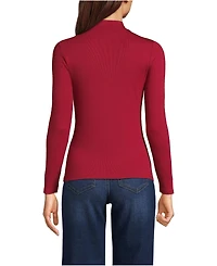 Lands' End Women's Drapey Rib Skimming Long Sleeve Mock Neck