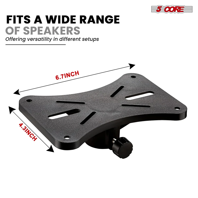 5 Core Speaker Stand Black 4 pieces Tripod Tall Adjustable Up to 72 Inch Dj Studio Monitor Stands Pole Mount