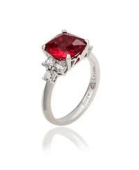 Suzy Levian Sterling Silver Red Cubic Zirconia Center Stone Ring