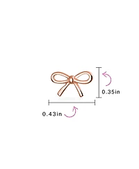 Bling Jewelry Delicate Simple Dainty Ribbon Birthday Present Bow Stud Earrings Rose Gold Plated .925 Sterling Silver