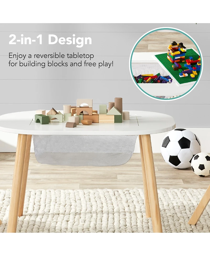 Best Choice Products 2-in-1 Kid's Building Block Table, Construction Activity Center w/ 2 Stools, Storage Compartment