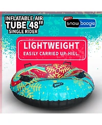 Inflatable Snow Tube, 48" Single/Double Rider Heavy Duty Air Tube, Hard Bottom Snow Sled with Handles