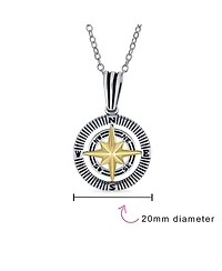 Bling Jewelry Viking Disc Medallion Black Gold Plated Compass Pendant Necklace Sterling Silver Chain