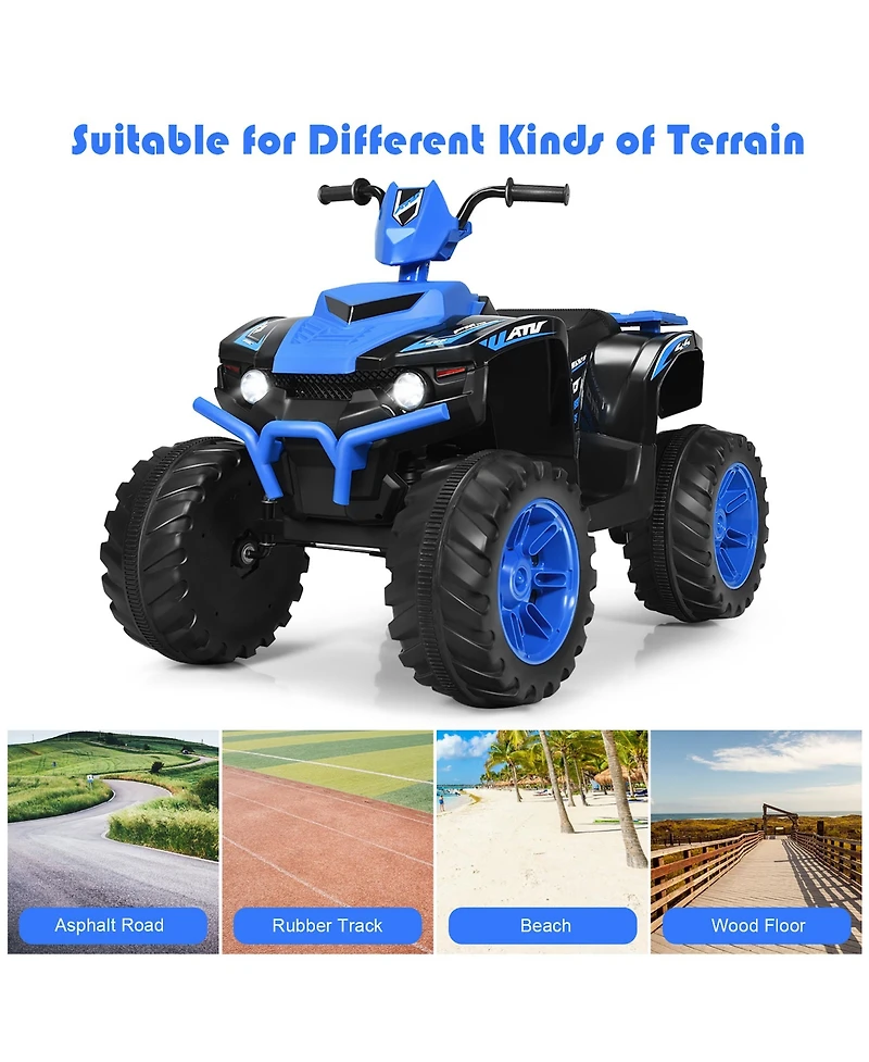 12V Kids 4-Wheeler Atv Quad Ride On Car w/ Led Lights Music Usb