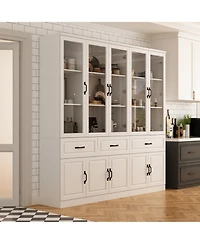 Famapy 12-Shelf White Wood Standard Bookcase With Adjustable Shelves Drawer