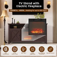 Mondawe 58" Tv Stand with 18" Electric Fireplace - 5000 Btu, Remote Control & Overheat Protection