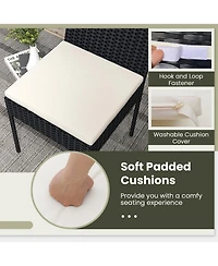 Gymax Pe Wicker Patio Chairs Set of 2 Outdoor Dining Chairs w/ Cushions Off White