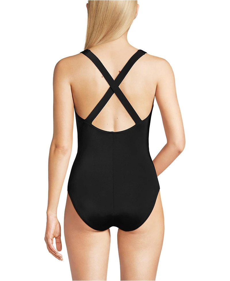 Lands' End Petite Tugless X-Back One Piece Swimsuit