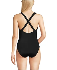 Lands' End Petite Tugless X-Back One Piece Swimsuit