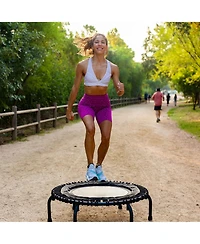 JumpSport 220 in-Home Cardio Fitness Rebounder, 39-inch | Mini Trampoline with Arched-Legged & Videos Included | Safe, Sturdy and Low-Impact