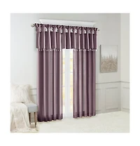 Madison Park Emilia Lightweight Faux Silk Valance With Beads, 26 inch valances for windows, Width 50 length 26 inches, Purple curtain with valance