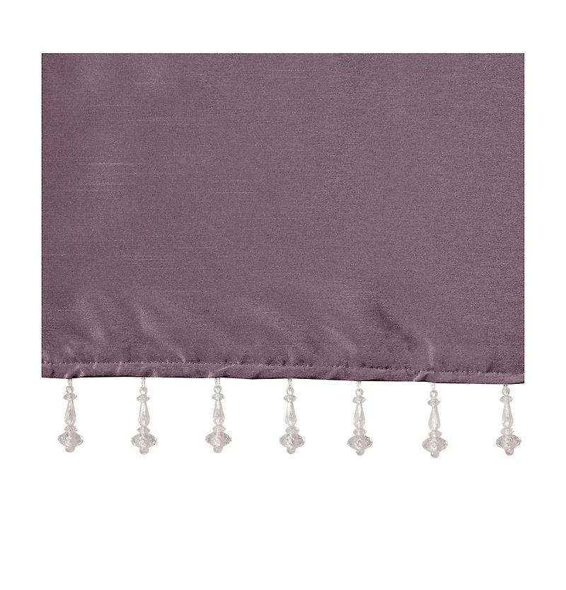 Madison Park Emilia Lightweight Faux Silk Valance With Beads, 26 inch valances for windows, Width 50 length 26 inches, Purple curtain with valance