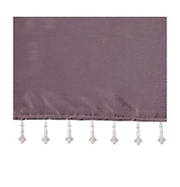Madison Park Emilia Lightweight Faux Silk Valance With Beads, 26 inch valances for windows, Width 50 length 26 inches, Purple curtain with valance