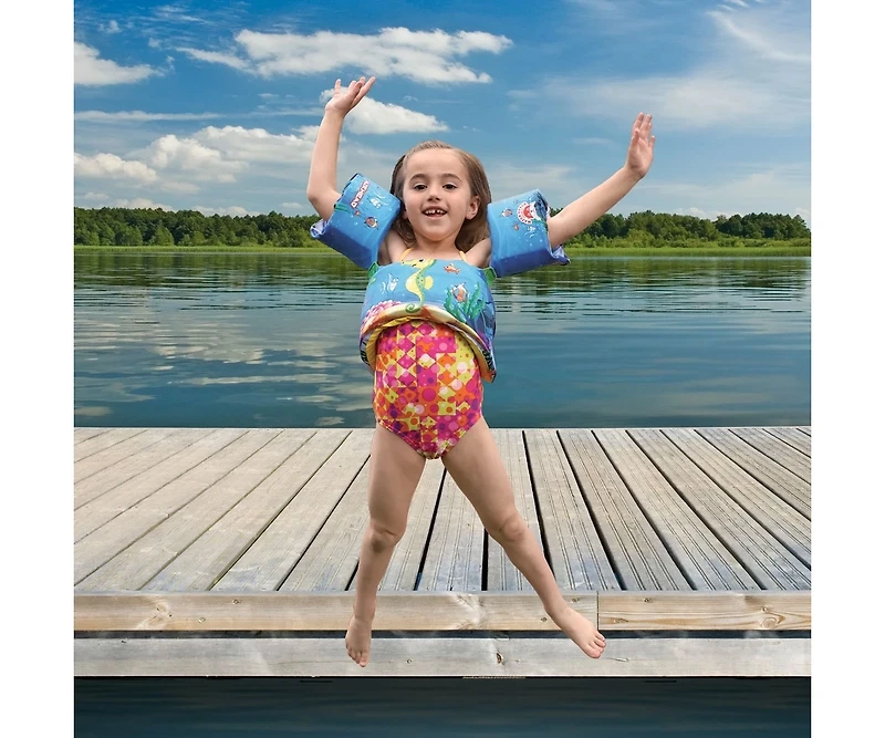 Airhead Water Otter Elite Kids Child Life Jacket Vest with Arm Bands, Mermaid