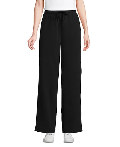 Lands' End Women's Petite Serious Sweats High Rise Relaxed Straight Leg Pants - Set Bottom