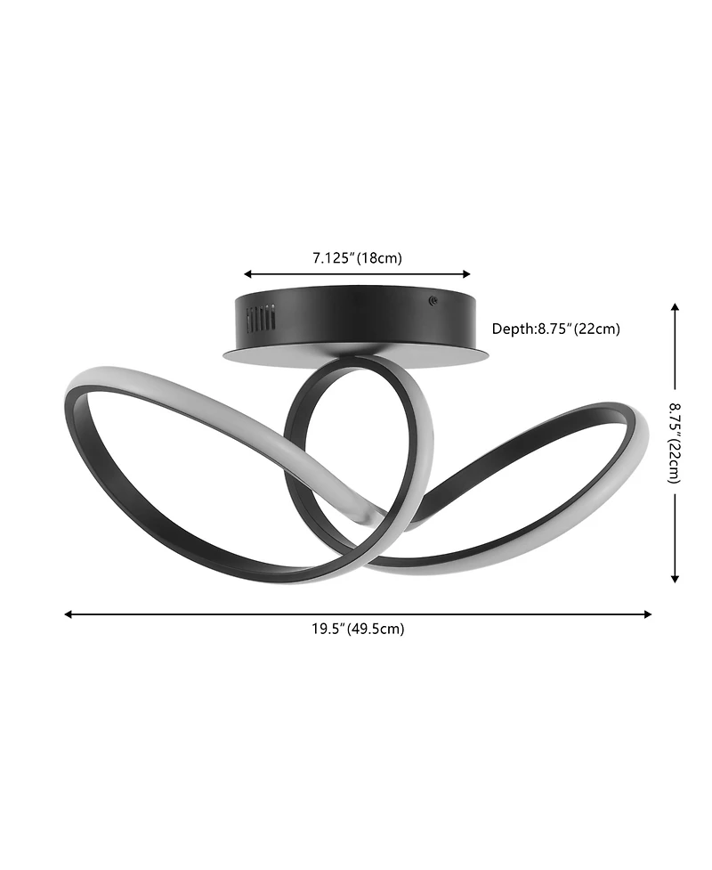 Jonathan Y Chantelle 19.5" 1-Light Modern Minimalist Aluminum Loop Integrated Led Semi Flush Mount