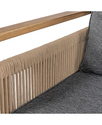 Jonathan Y Arwen Modern Bohemian Roped Acacia Wood Outdoor Loveseat with Cushions
