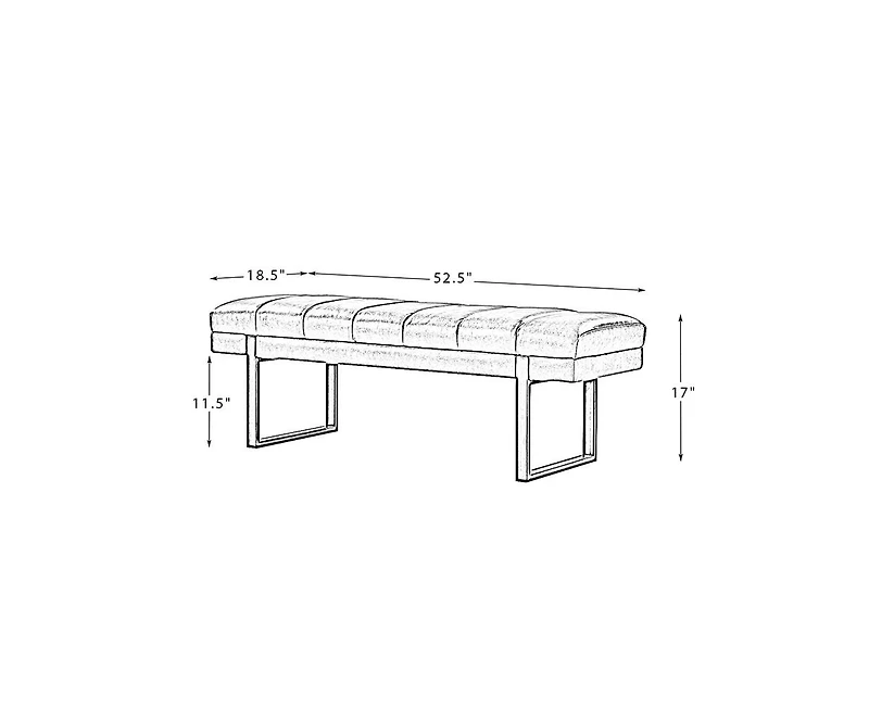 Mid-century Modern Laurens Upholstered Bench with Metal Legs