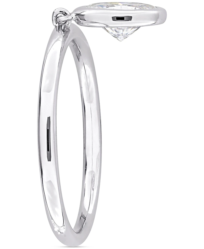 Moissanite Bezel Oval Dangle Ring (1 ct. t.w.) Sterling Silver