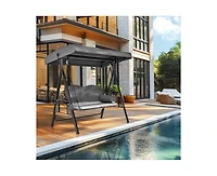 Pamapic Outdoor Metal Patio Swing with Canopy and Cushions