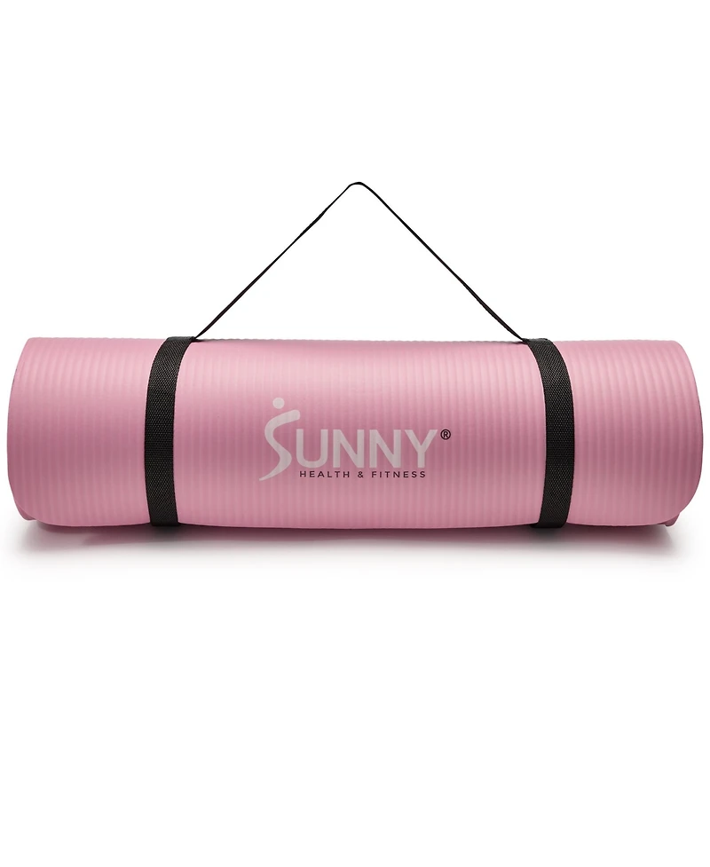 Sunny Health & Fitness Premium 1/2-Inch Extra Thick Exercise Yoga Mat Non-Slip - Pink - 74 x 24 Inches