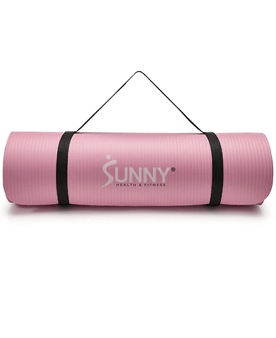 Sunny Health & Fitness Premium 1/2-Inch Extra Thick Exercise Yoga Mat Non-Slip - Pink - 74 x 24 Inches