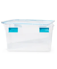 Sterilite 54 Quart Gasket Box, Stackable Storage Bin with Latching Lid, 4 Pack