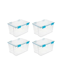 Sterilite Large 32 Qt Home Storage Container Tote with Latching Lids, (4 Pack)
